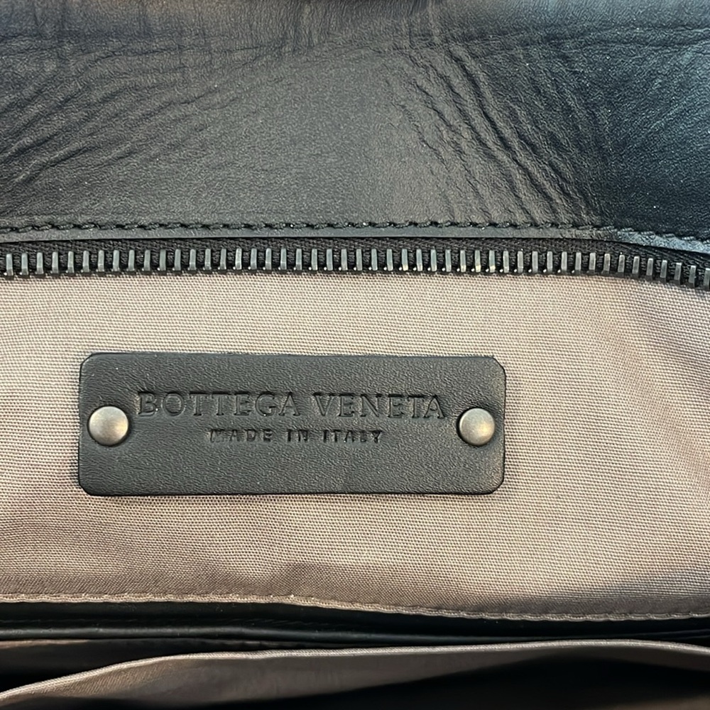 SOLD VC: BOTTEGA VENETA black leather Intrecciato men’s briefcase - Picture 8 of 12